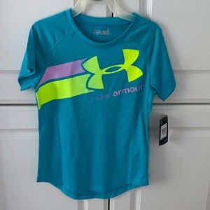 NWT Under Armor Size 6 Turquoise Wicking T-Shirt